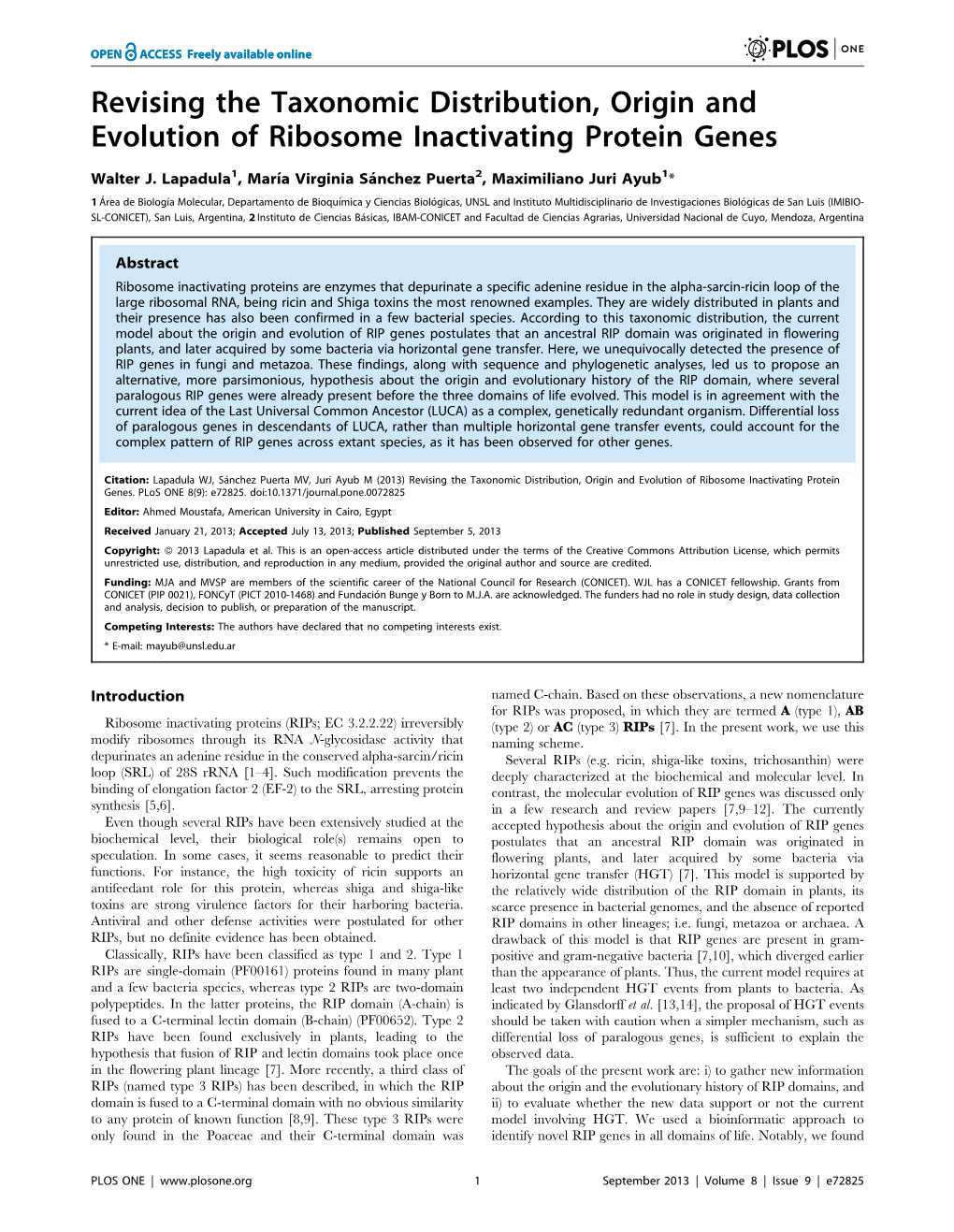 Revising the Taxonomic Distribution, Origin and Evolution of Ribosome Inactivating Protein Genes