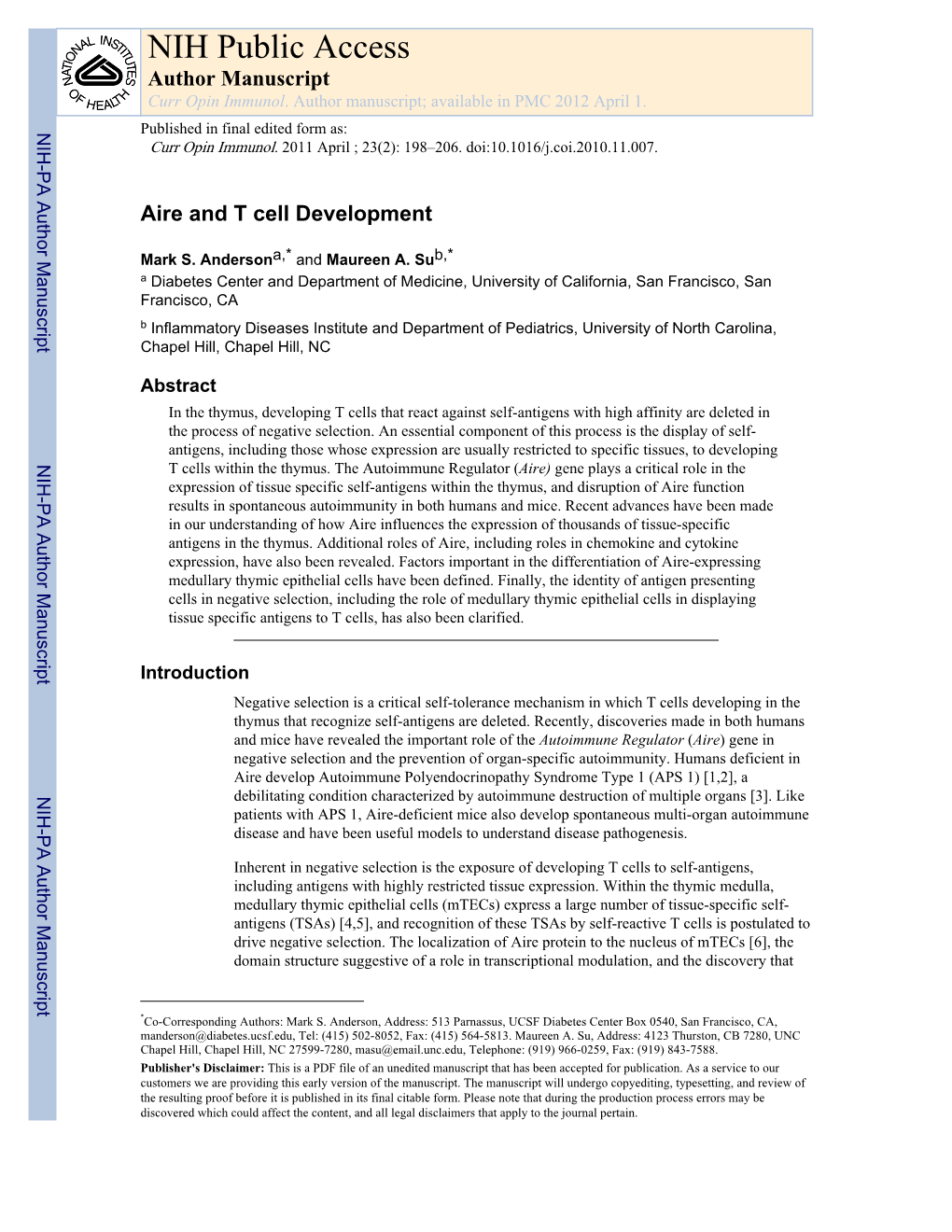 NIH Public Access Author Manuscript Curr Opin Immunol