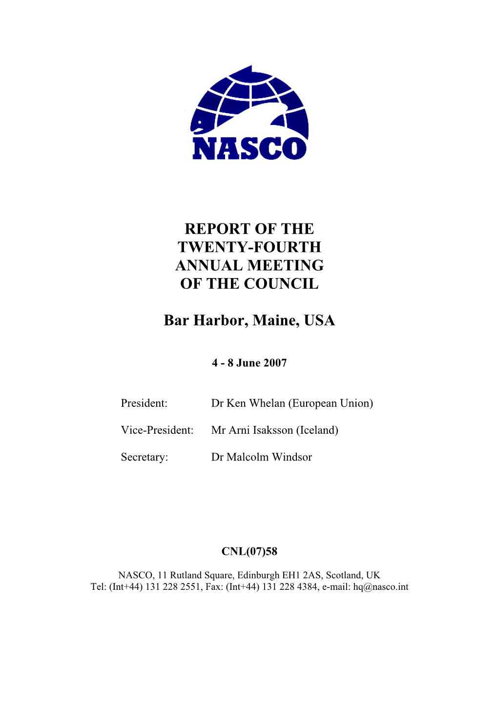 Report of the Twenty-Fourth Annual Meeting of the Council