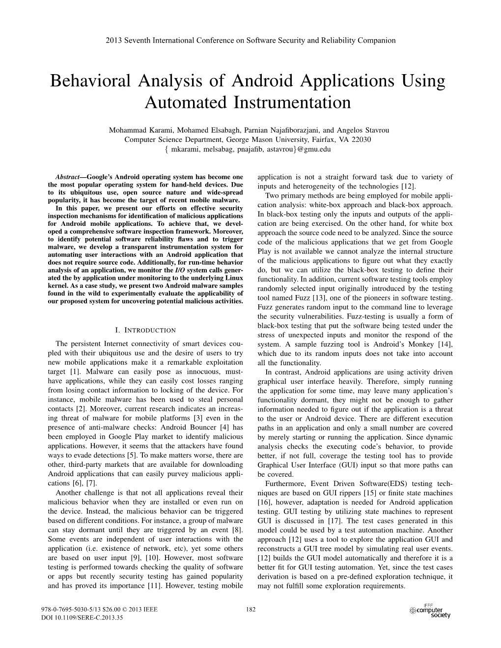 Behavioral Analysis of Android Applications Using Automated Instrumentation