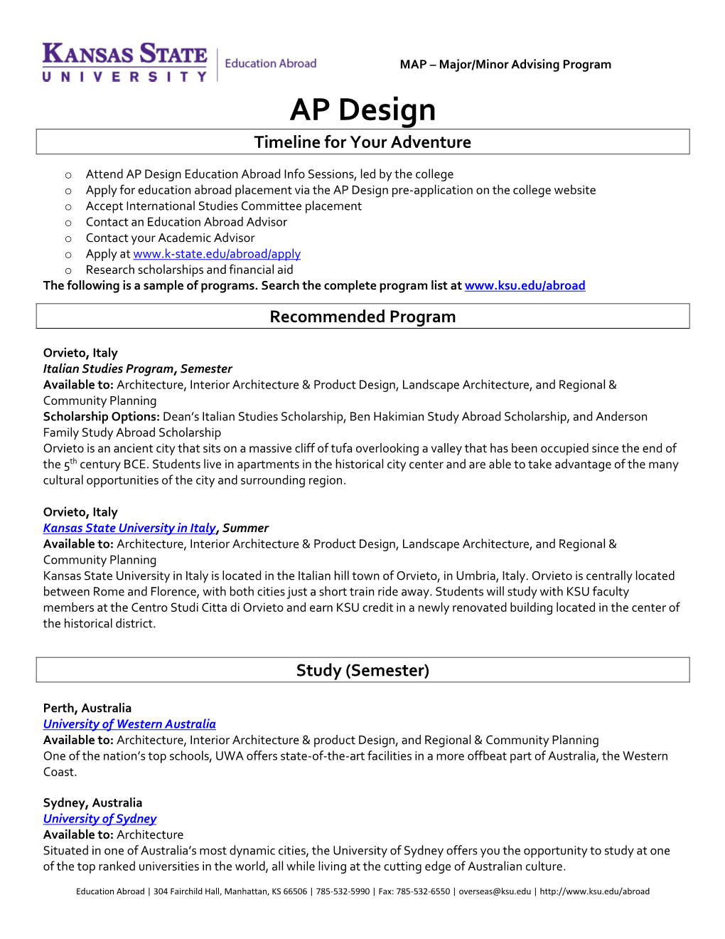 AP Design Timeline for Your Adventure