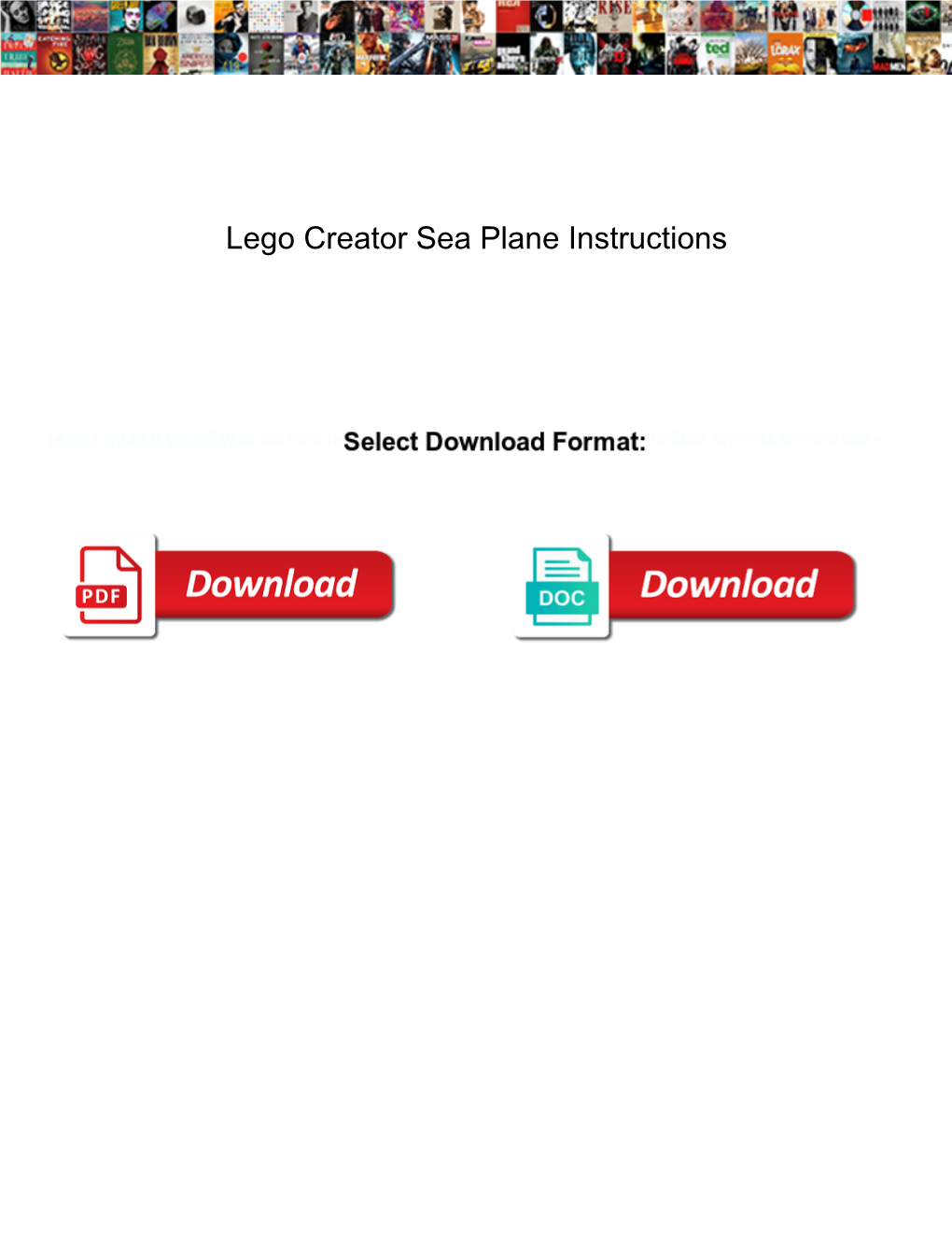 Lego Creator Sea Plane Instructions