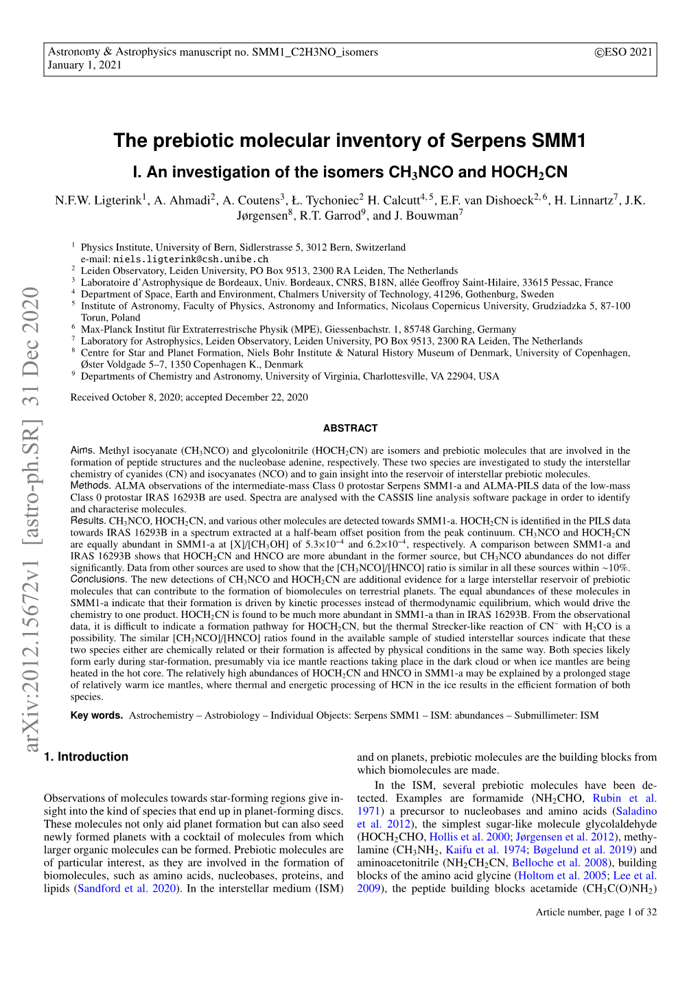 The Prebiotic Molecular Inventory of Serpens SMM1