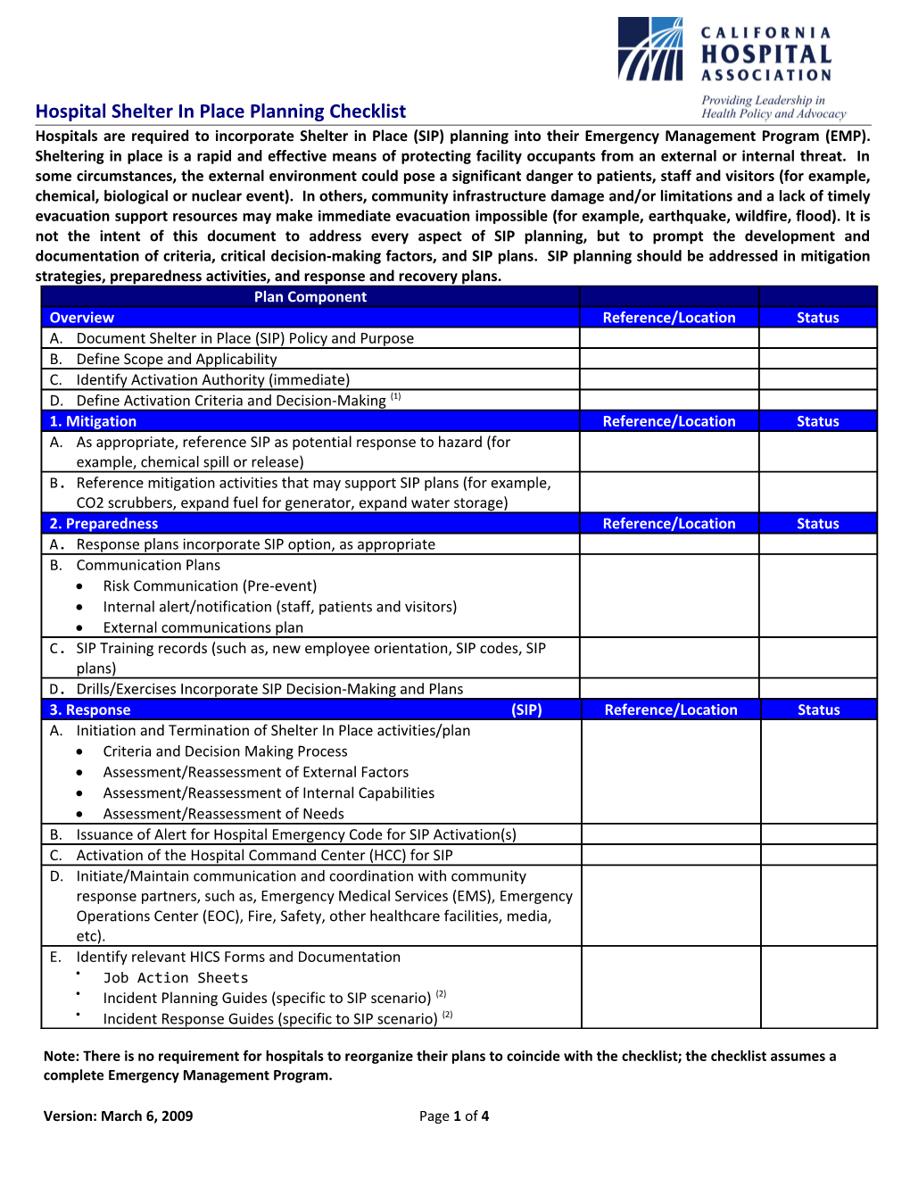 Sample Hospital Evacuation Plan Template (Checklist) s2