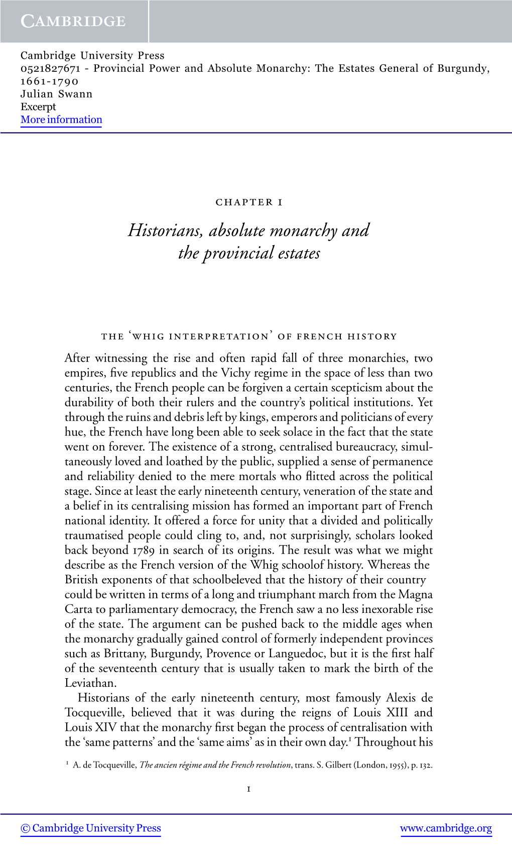 Historians, Absolute Monarchy and the Provincial Estates