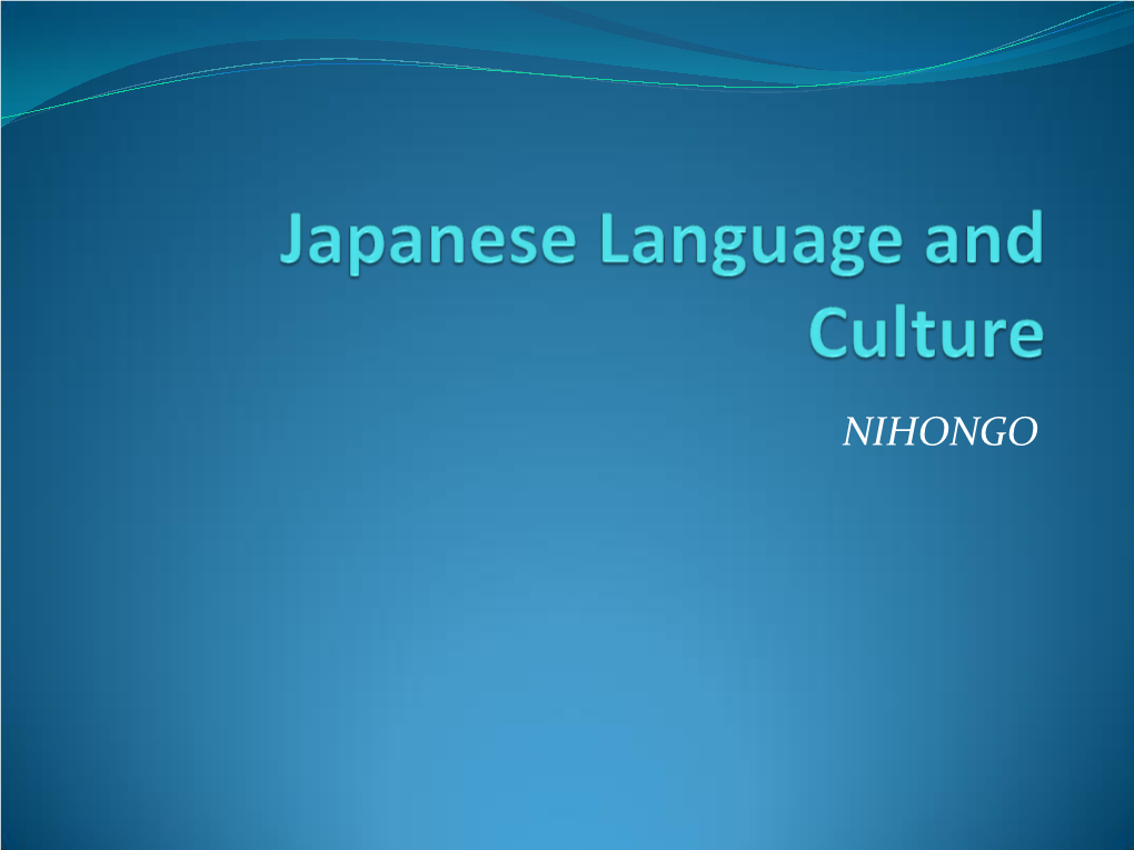 Japanese Language and Culture