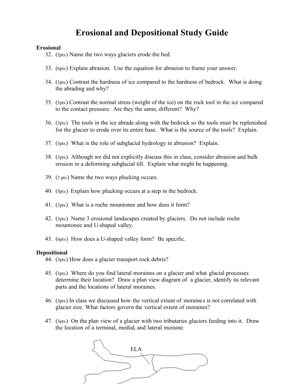 Erosional and Depositional Study Guide