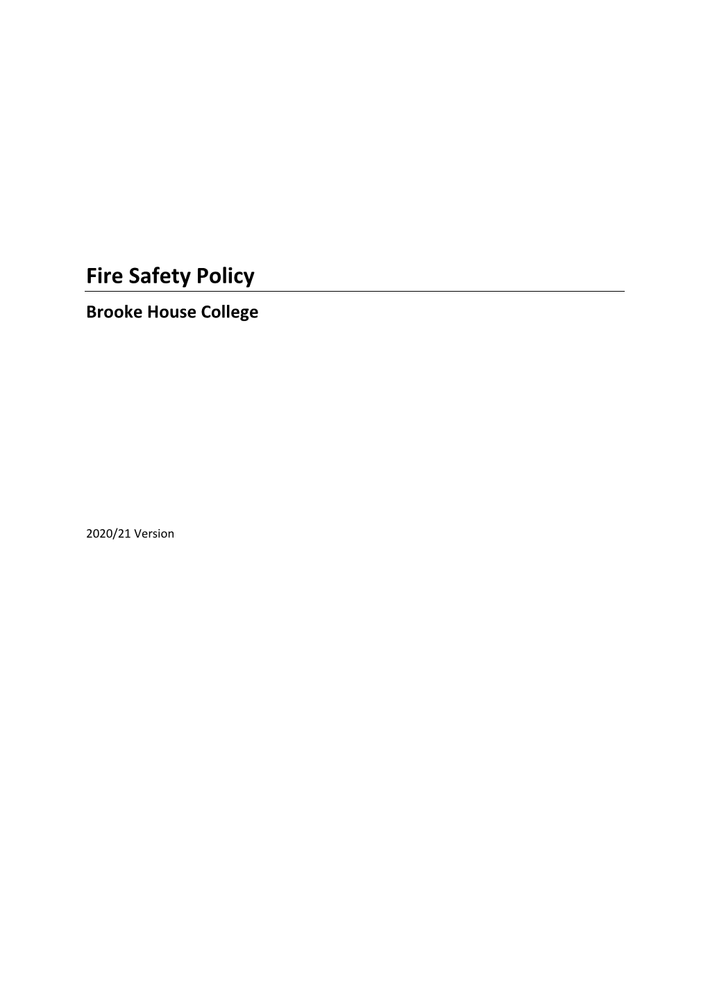 Fire Safety Policy