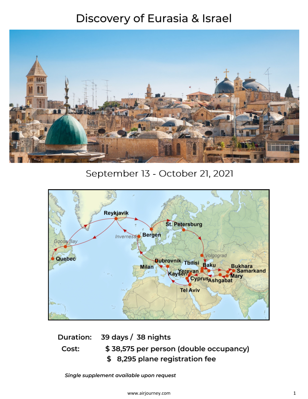 Eurasia & Israel Journey Distances