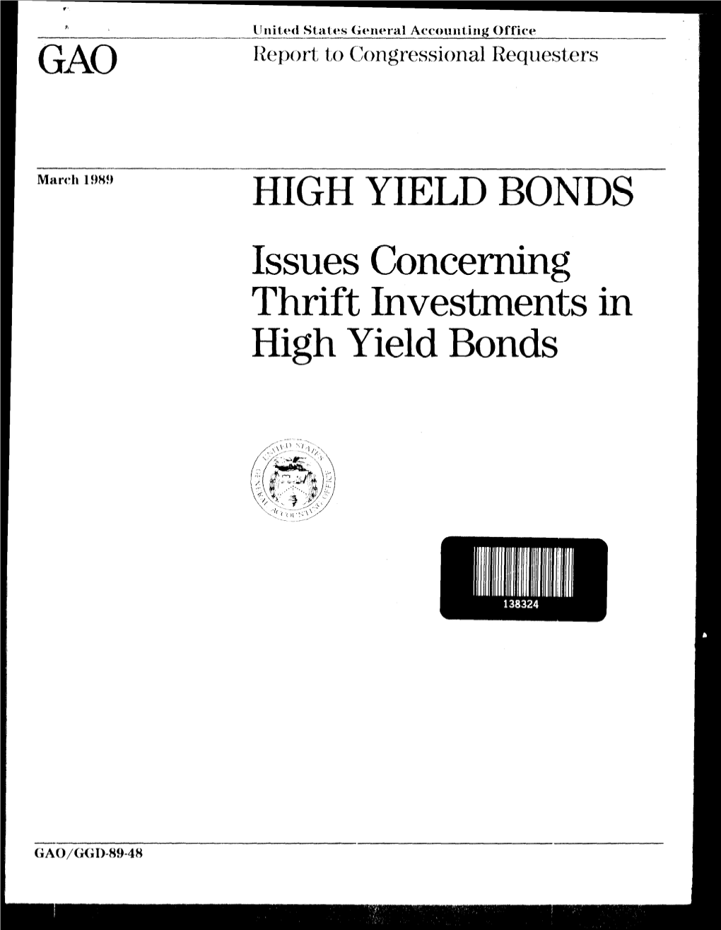 GGD-89-48 High Yield Bonds