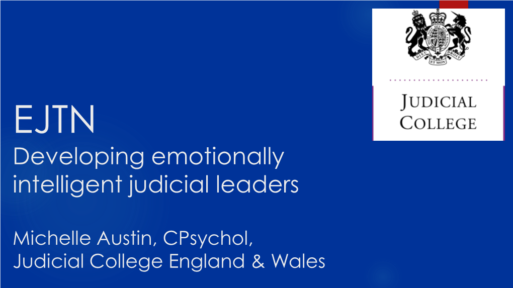 Developing Emotionally Intelligent Judicial Leaders