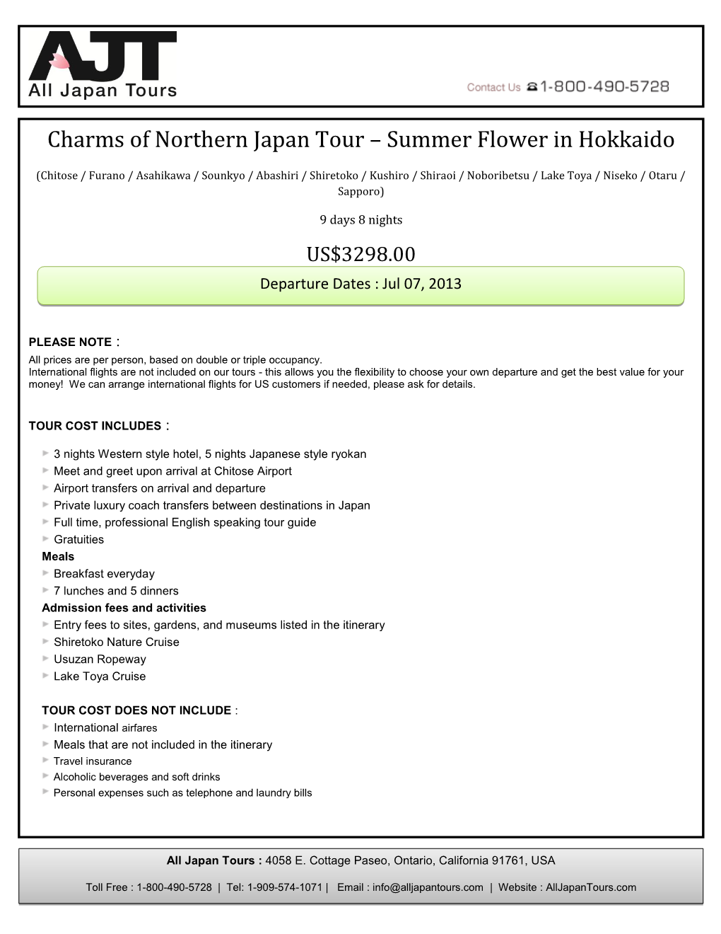 Charms of Northern Japan Tour – Summer Flower in Hokkaido