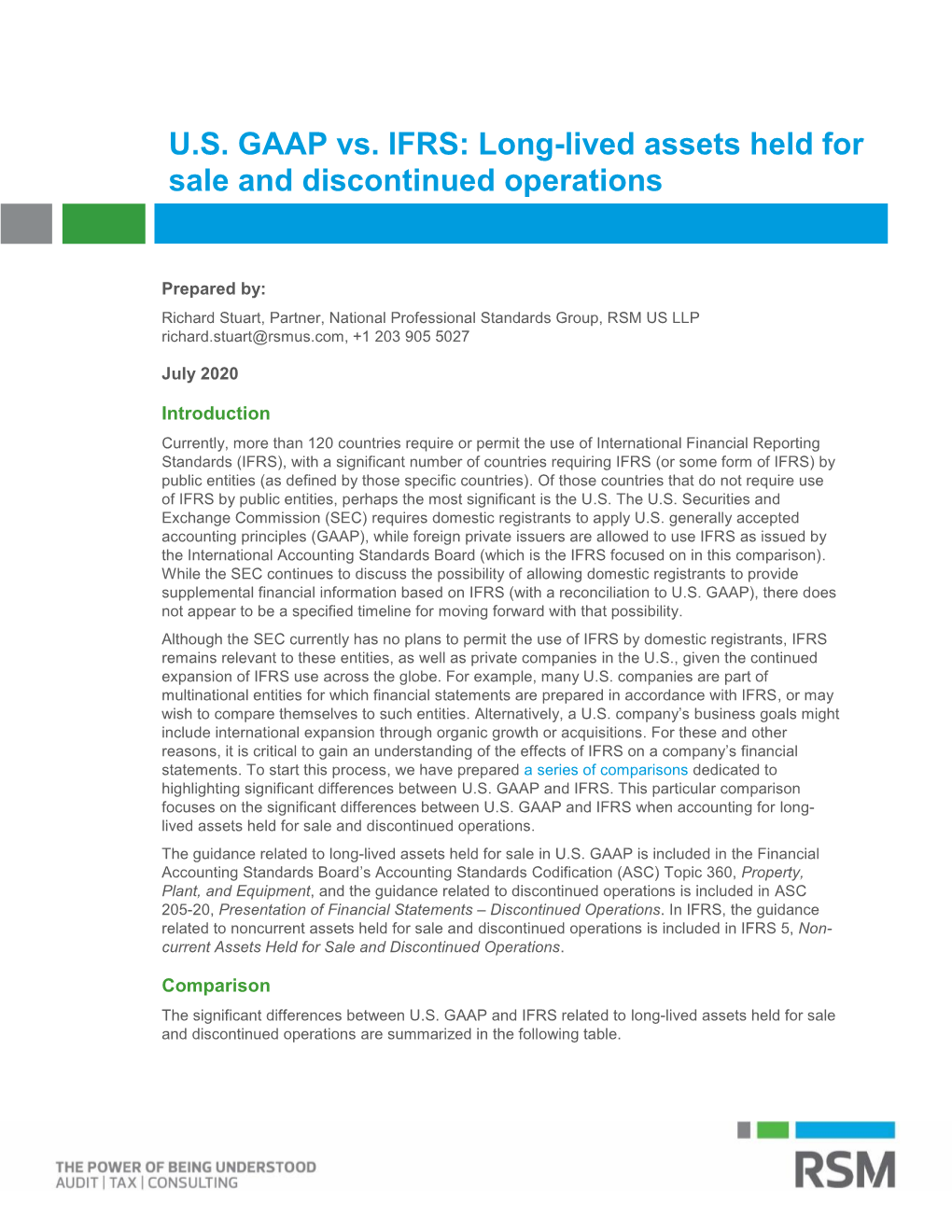 U.S. GAAP Vs. IFRS: Long-Lived Assets Held for Sale and Discontinued Operations