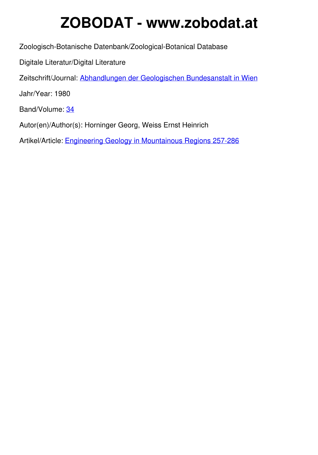 Engineering Geology in Mountainous Regions 257-286 ©Geol