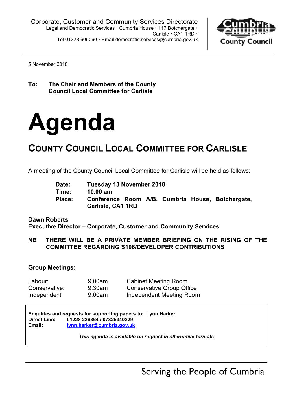 (Public Pack)Agenda Document for County Council Local Committee