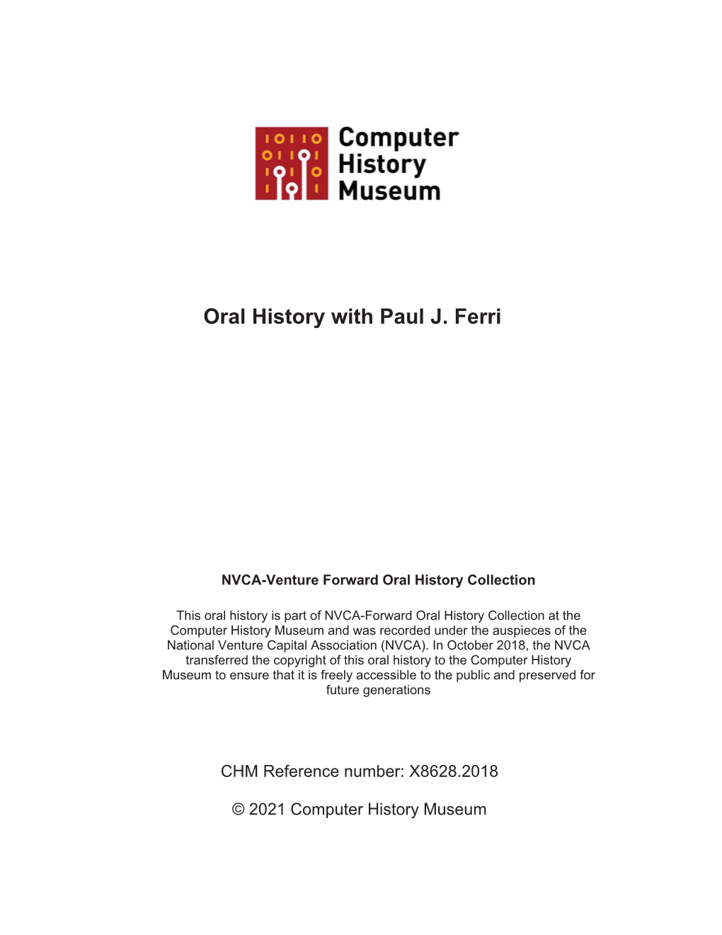 Oral History with Paul J. Ferri