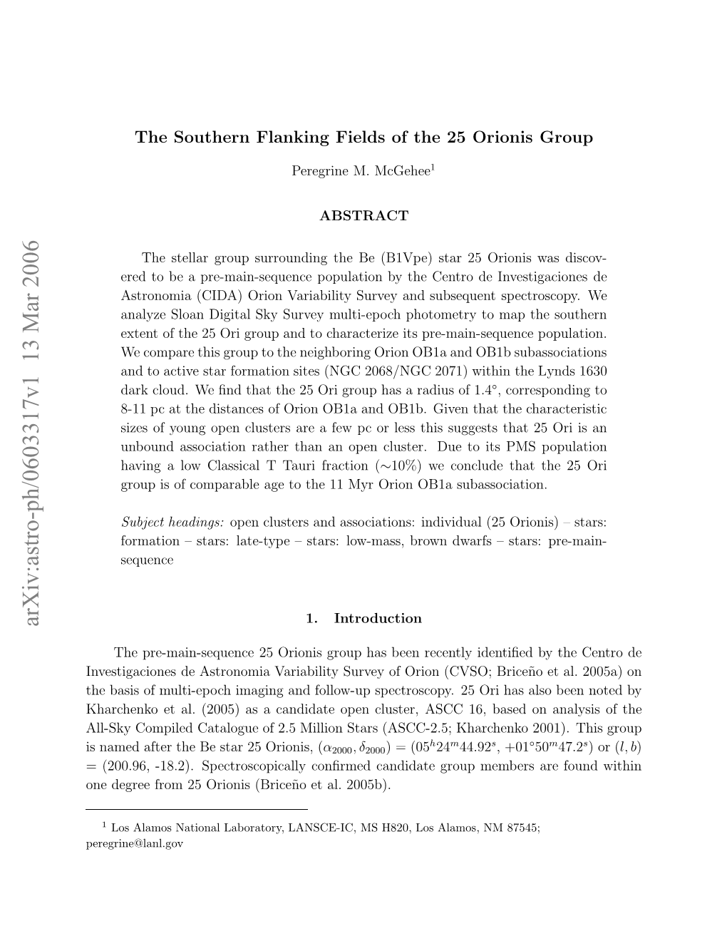 The Southern Flanking Fields of the 25 Orionis Group