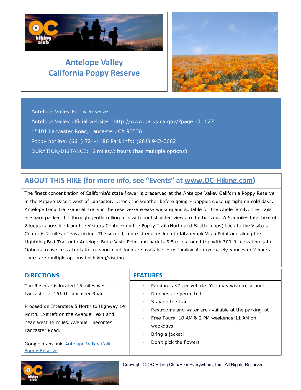 ANTELOPE VALLEY Poppy Reserve Brochure