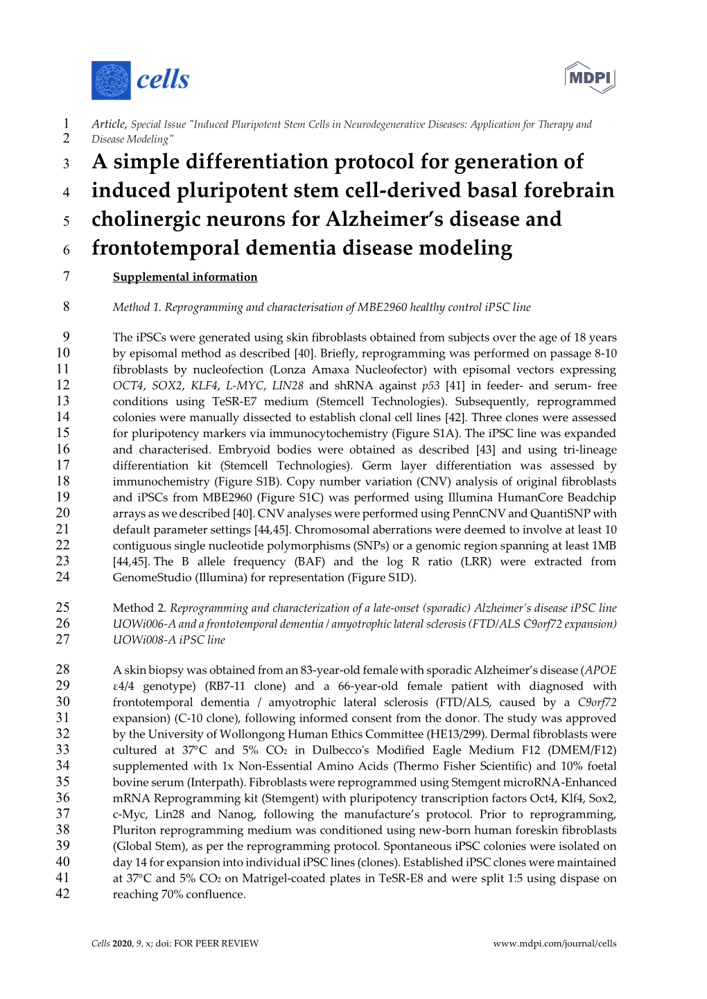 A Simple Differentiation Protocol for Generation of Induced