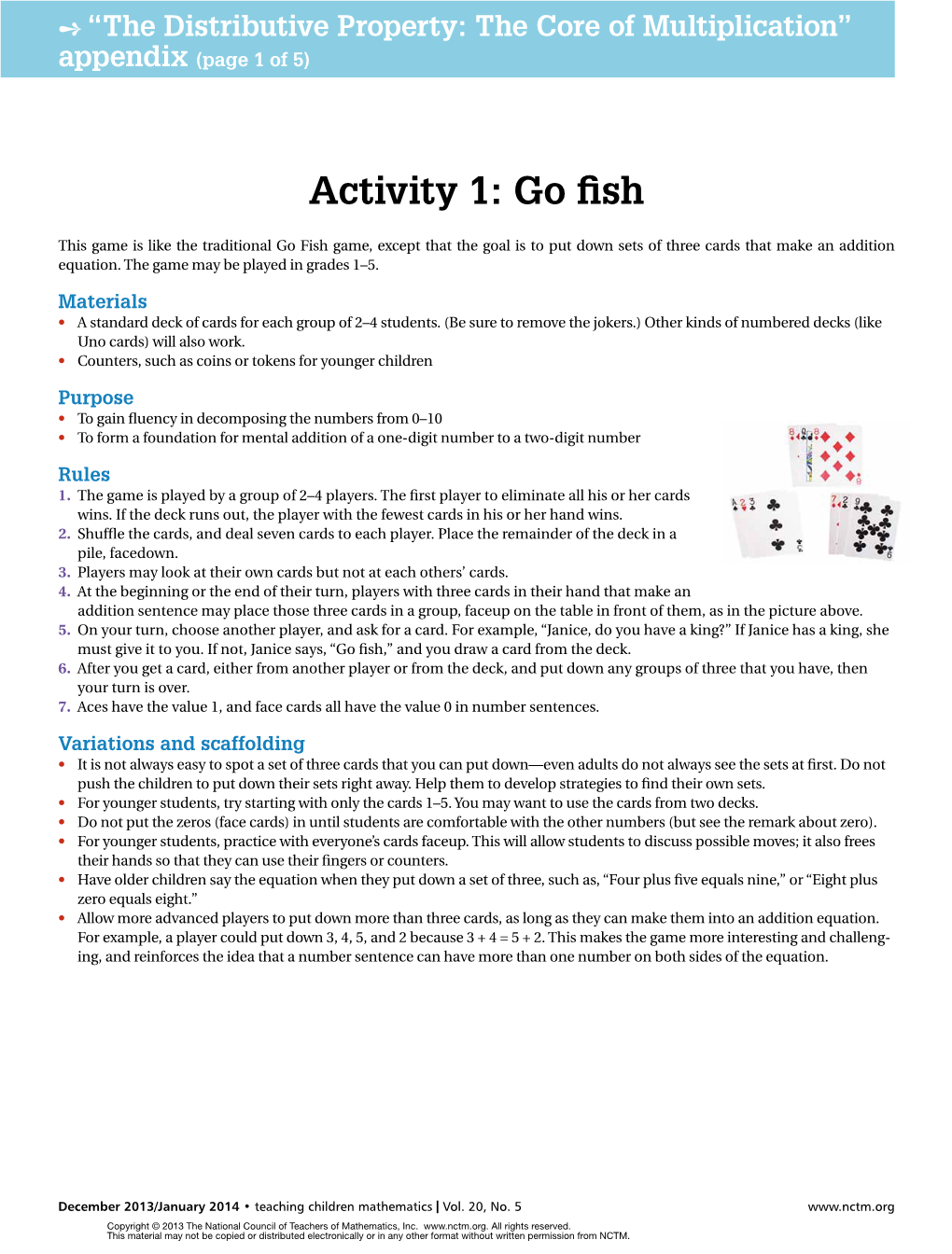 “The Distributive Property: the Core of Multiplication” Appendix (Page 1 of 5)