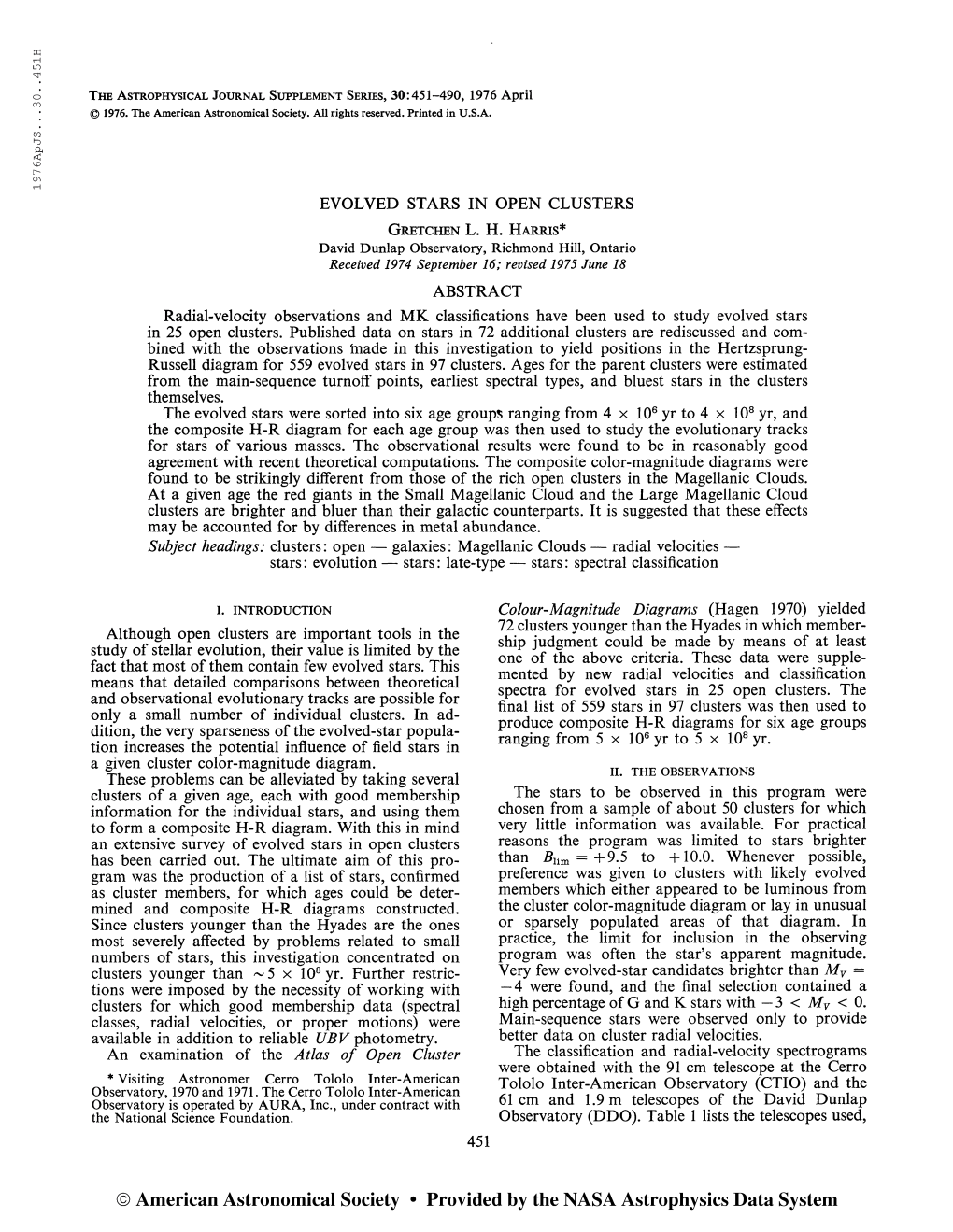 197 6Apjs. . .30. .451H the Astrophysical Journal Supplement Series, 30:451-490, 1976 April © 1976. the American Astronomical S