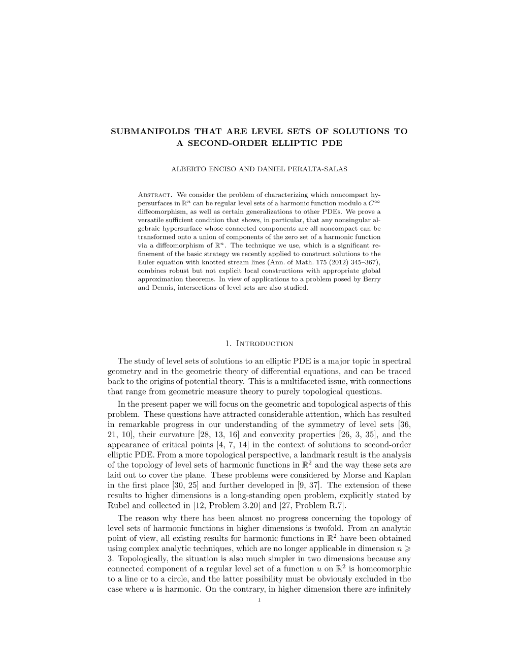 Submanifolds That Are Level Sets of Solutions to a Second-Order Elliptic Pde