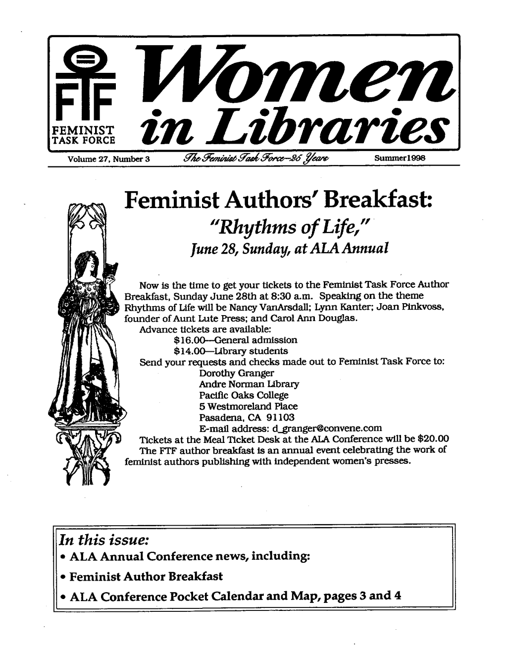 Feminist Authors' Breakfast: ''Rhythms of Life,''· June 28, Sunday, at ALA Annual