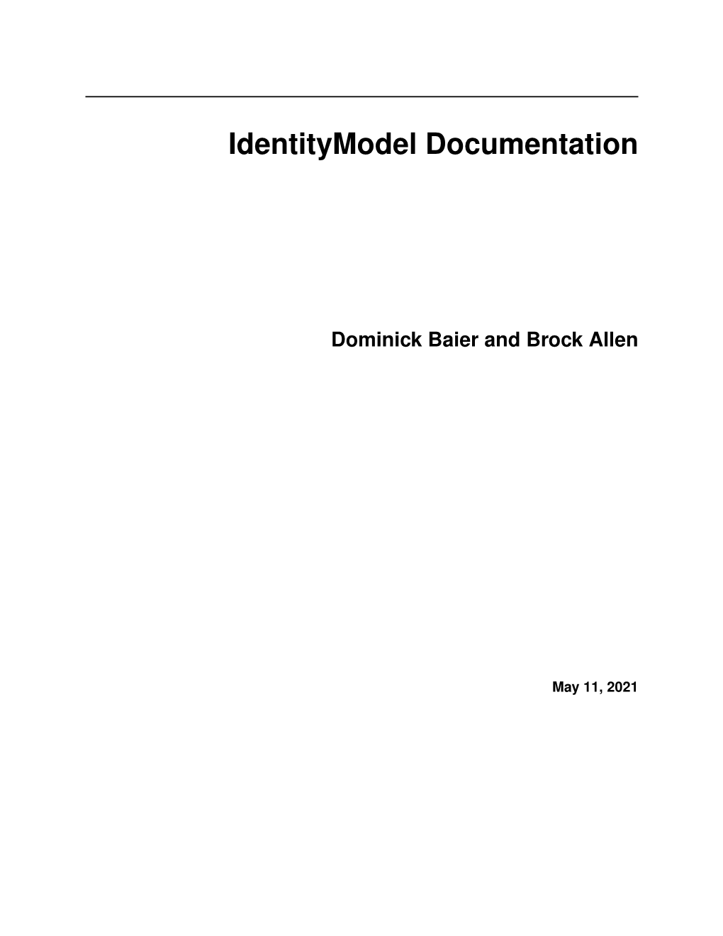 Identitymodel Documentation
