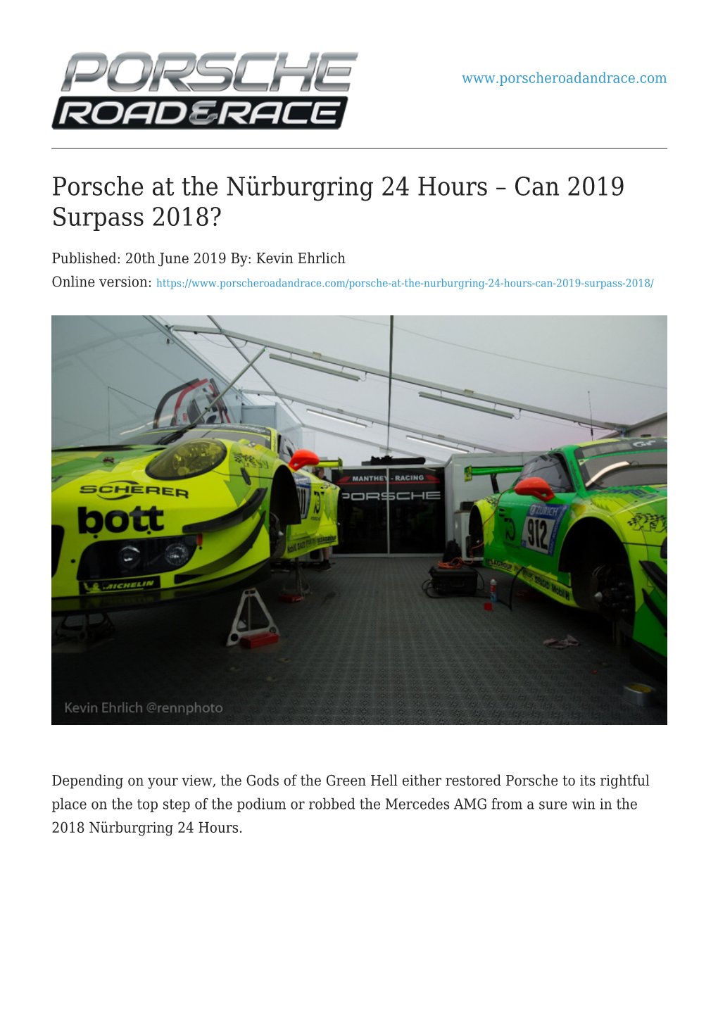 Porsche at the Nürburgring 24 Hours – Can 2019 Surpass 2018?