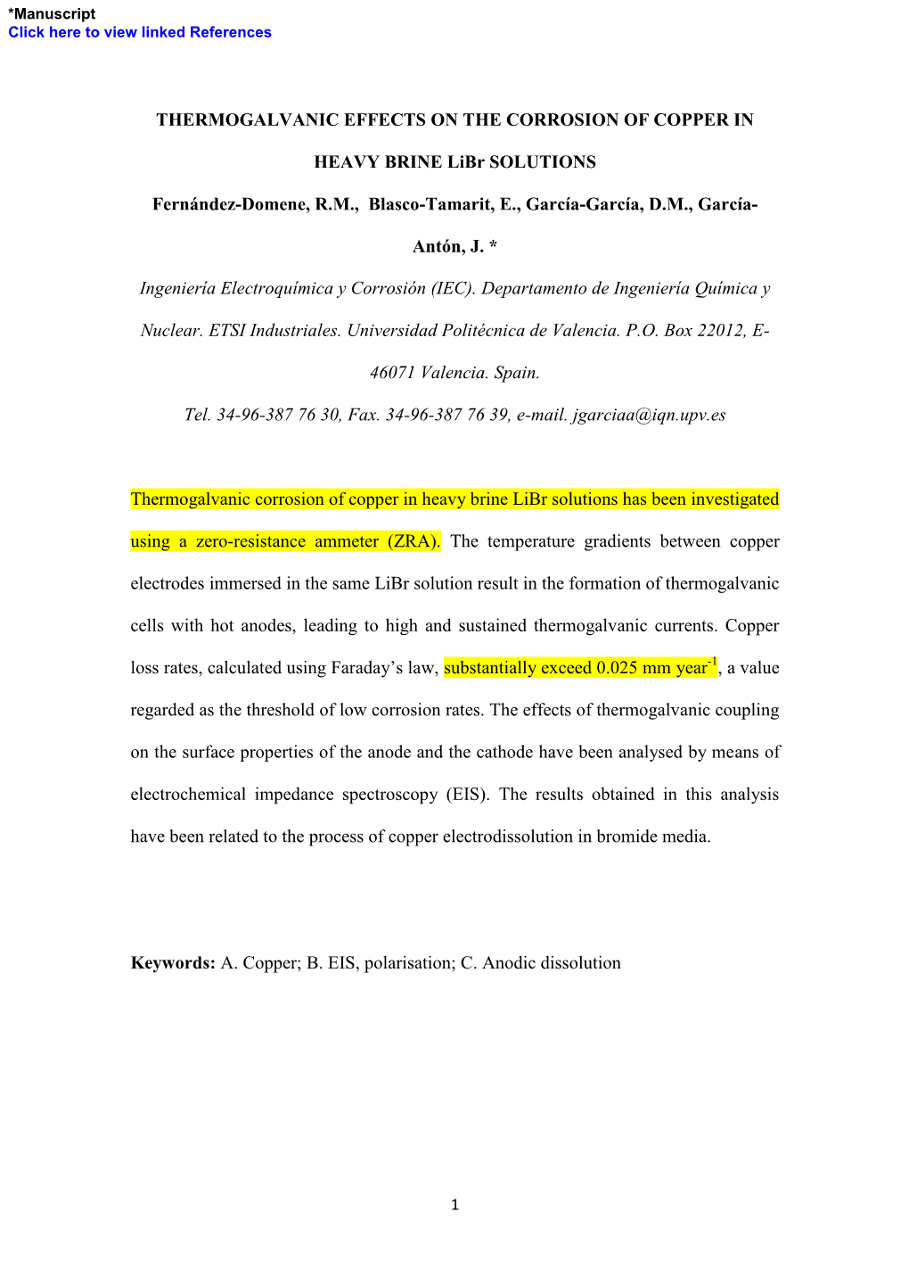 Thermogalvanic Effects on the Corrosion of Copper In