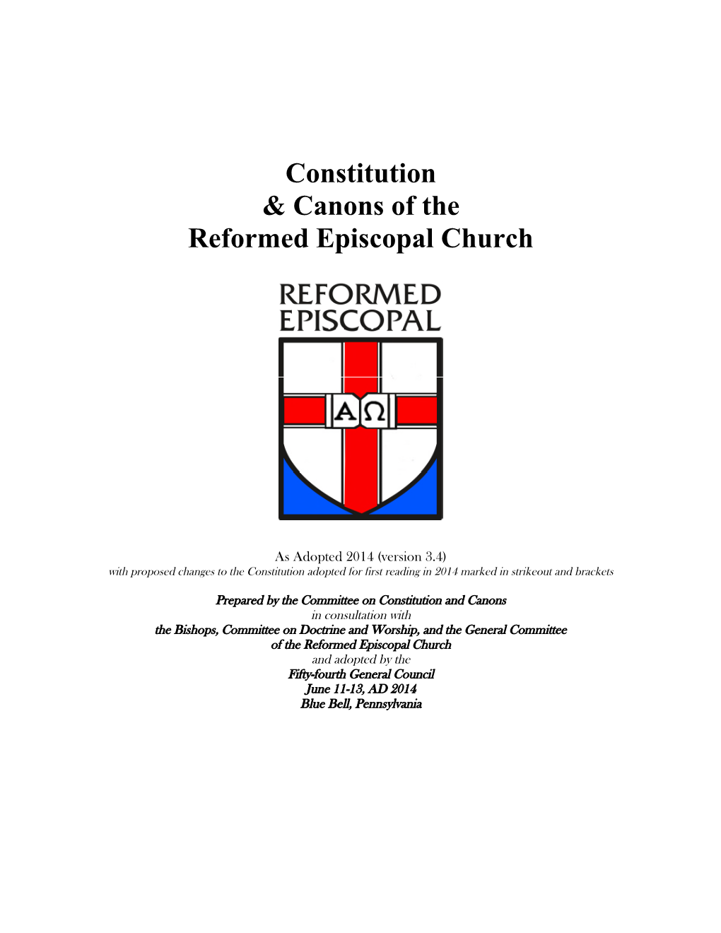 Constitution & Canons of the Reformed Episcopal Church