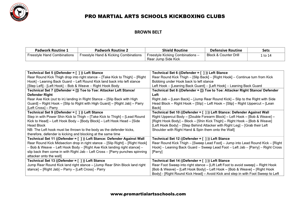 Pro Martial Arts Schools Kickboxing Clubs Brown Belt