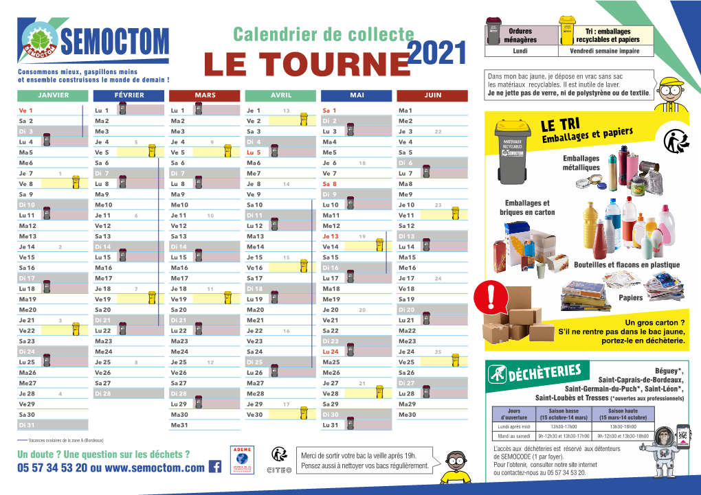 LE TOURNE Dans Mon Bac Jaune, Je Dépose En Vrac Sans Sac Et Ensemble Construisons Le Monde De Demain ! Les Matériaux Recyclables