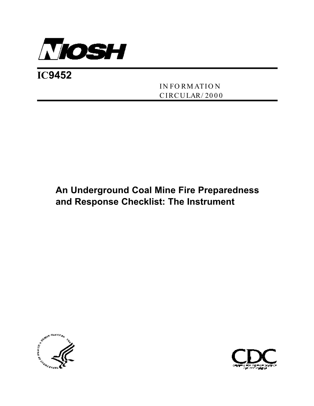An Underground Coal Mine Fire Preparedness and Response Checklist: the Instrument U.S
