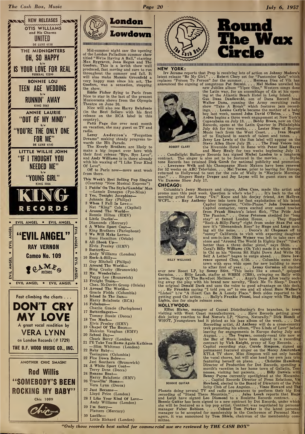 The Cash Box, Music Page 20 July 6, 1957