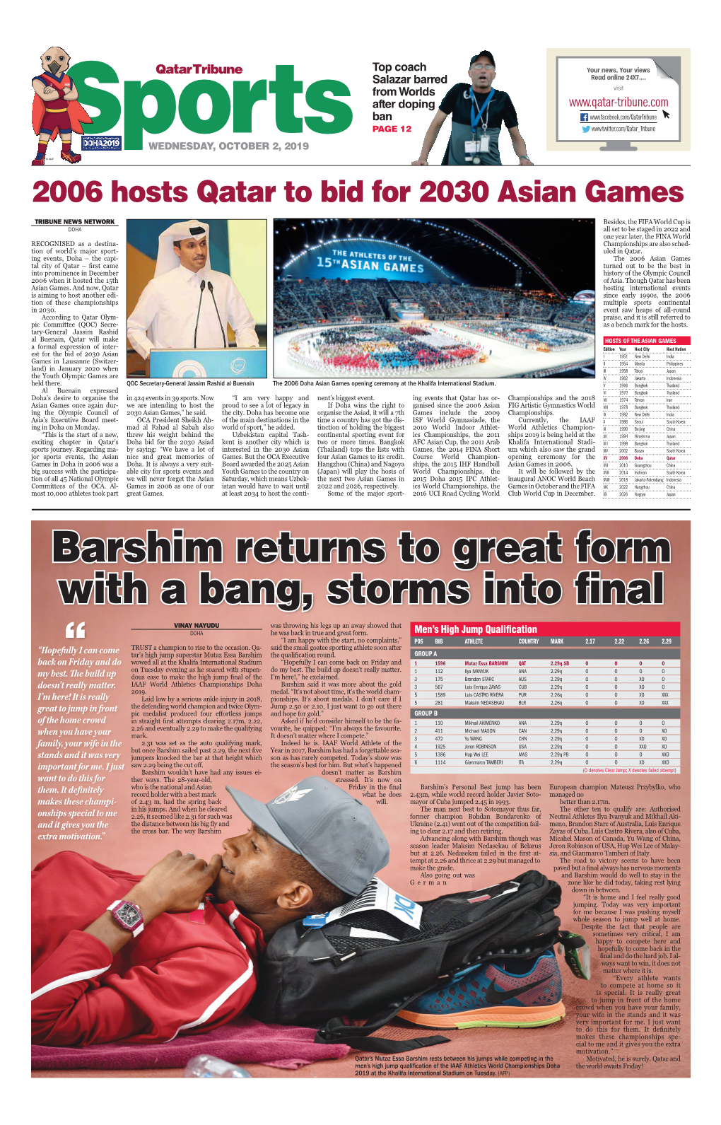 Barshim Returns to Great Form with a Bang, Storms Into Final