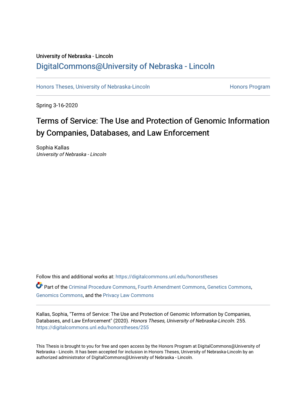 The Use and Protection of Genomic Information by Companies, Databases, and Law Enforcement