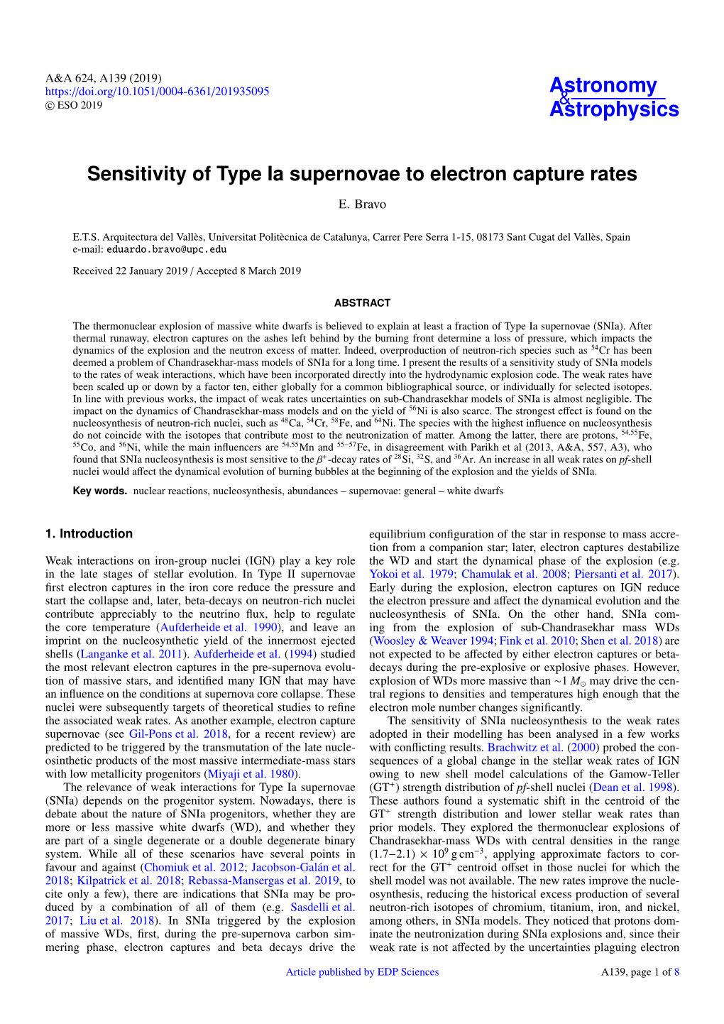 Sensitivity of Type Ia Supernovae to Electron Capture Rates E