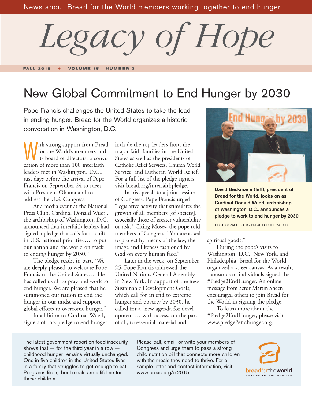 New Global Commitment to End Hunger by 2030