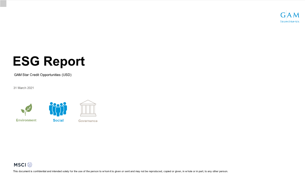 ESG Report Fund Name GAM Star Credit Opportunities (USD)