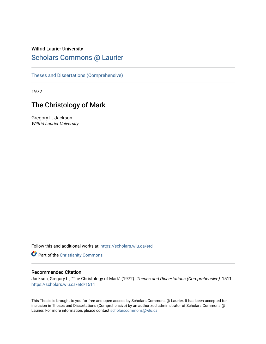 The Christology of Mark