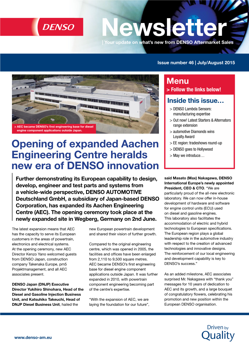 Newsletter | Your Update on What’S New from DENSO Aftermarket Sales