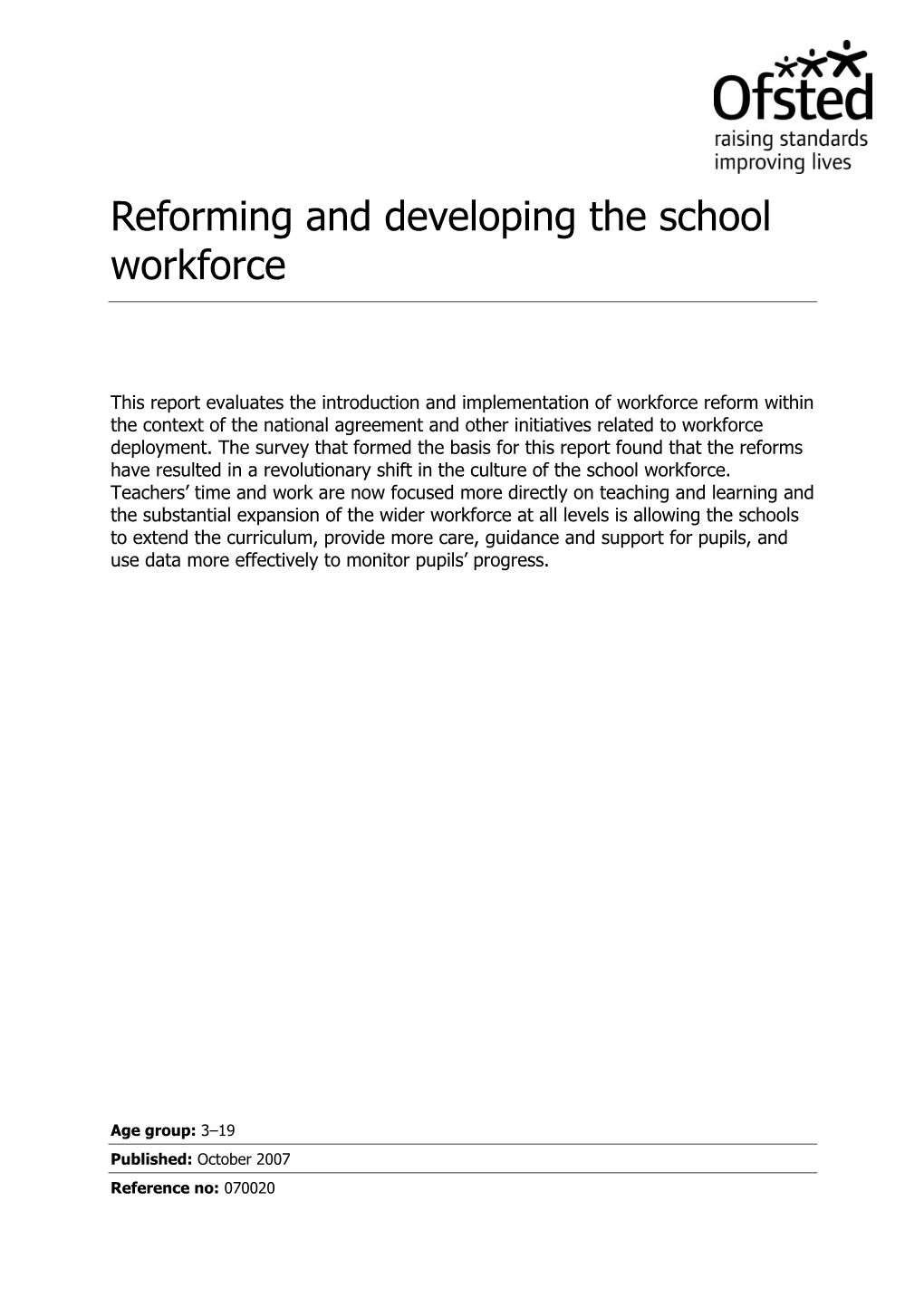 Reforming and Developing the School Workforce