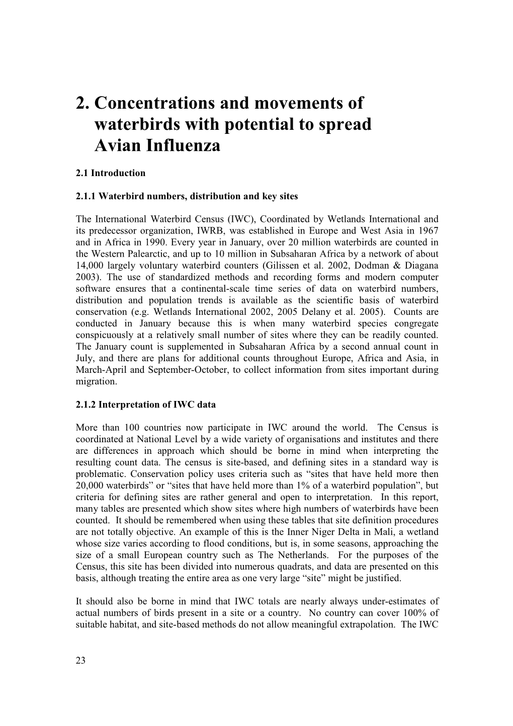 2. Concentrations and Movements of Waterbirds with Potential to Spread Avian Influenza