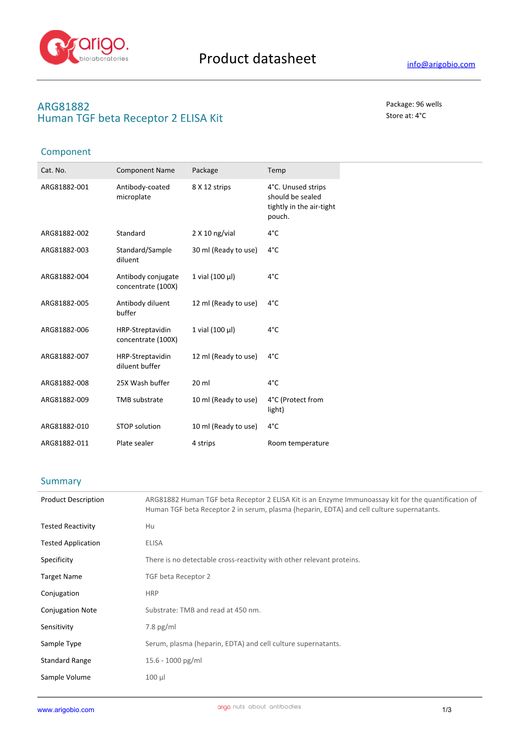 Human TGF Beta Receptor 2 ELISA Kit (ARG81882)