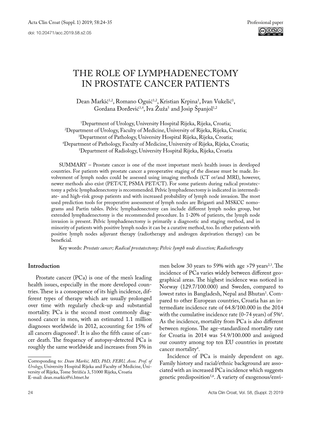 The Role of Lymphadenectomy in Prostate Cancer Patients