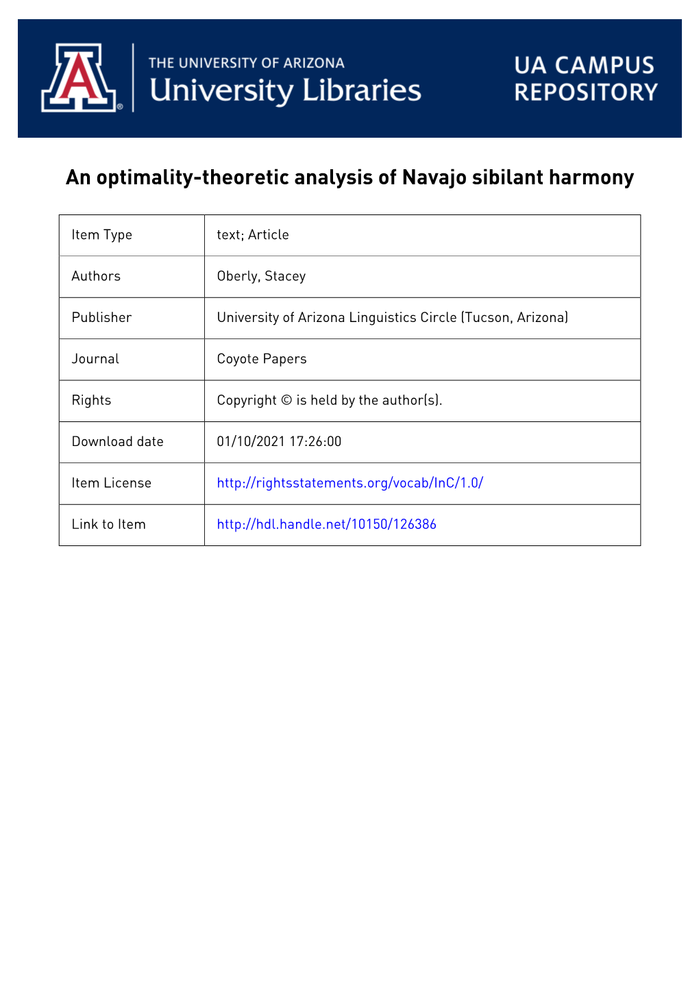 An Optimality-Theoretic Analysis of Navajo Sibilant Harmony