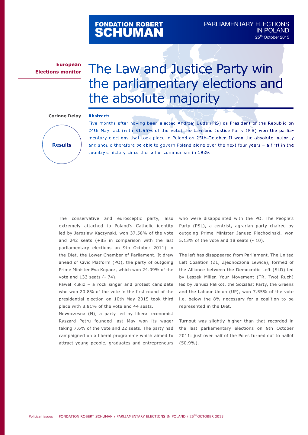 PARLIAMENTARY ELECTIONS in POLAND 25Th October 2015