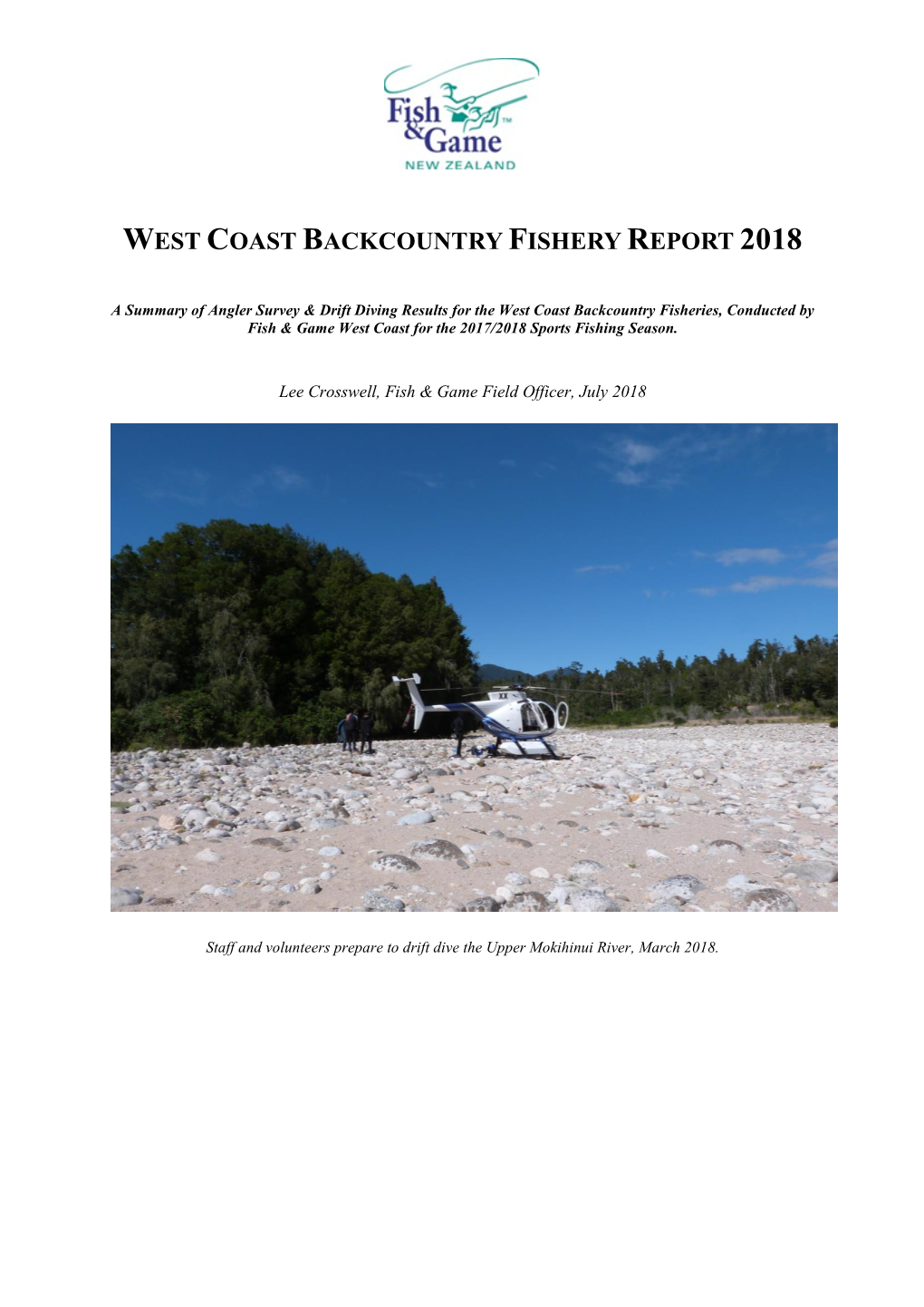 West Coast Backcountry Fishery Report 2018