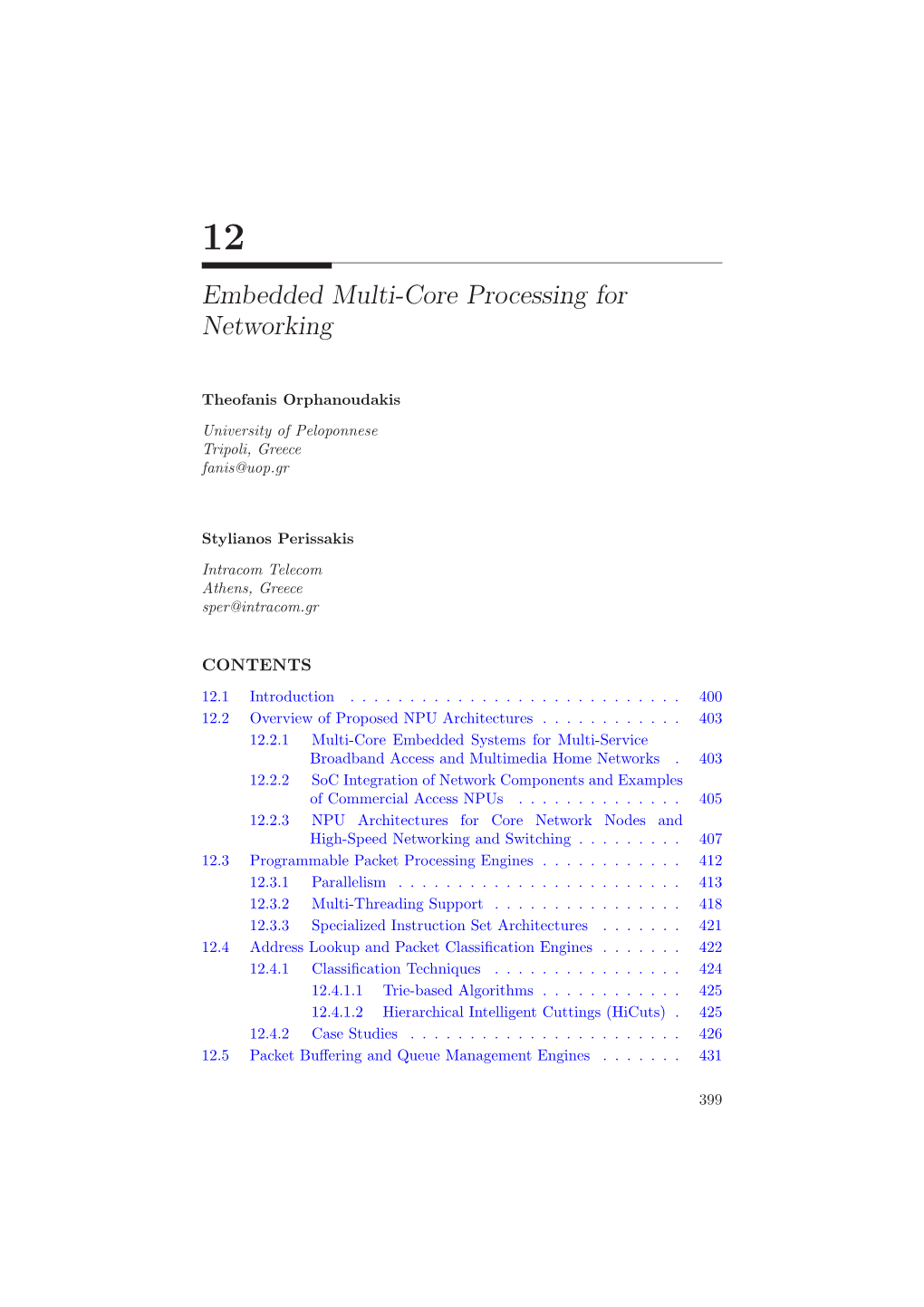 Embedded Multi-Core Processing for Networking